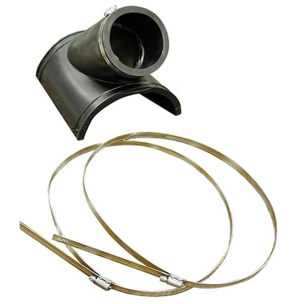 Jones Stephens Flexible PVC Saddle Wye, 4in. Plastic - 6in. Clay Saddle x 4in. Sch. 40 Cast Iron or SDR35 Inlet S27002 - main